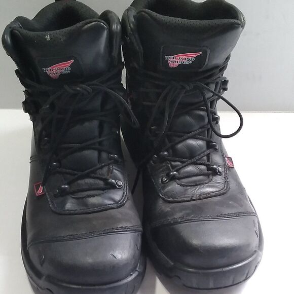 Red Wing Shoes Work Boots Safety Toe EH Rated Black Leather USA Made 10.5 - Picture 5 of 10